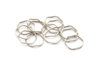 Antique Silver Circle Rings, 24 Antique Silver Plated Brass Wavy Circle Rings, Charms (17x0.8x0.8mm) E189 H0552
