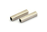 Silver Square Tubes - 20 Antique Silver Plated Brass Square Shaped Tube Beads (20x4mm)  Brs 1402 A0715 H0686