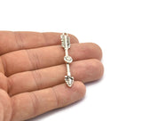 Silver Arrow Pendant, 2 Antique Silver Plated Brass Arrow Pendants With 1 Loop, Earrings, Charms (53mm) E653