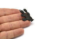 Cactus Charm, Gunmetal, Silver Tone, Gold Plated, Antique Silver Plated, Rose Gold Plated, Oxidized Brass Black Cactus Charms (36mm) N0416