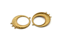 Vintage Earring Setting, 2 Vintage Raw Brass Pendants And Earring Settings With 3 Loops L-12