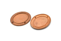 2 Vintage Copper Plated Brass Oval Pendant Setting With 25x18 Mm Cameo Base Without Hole L-13