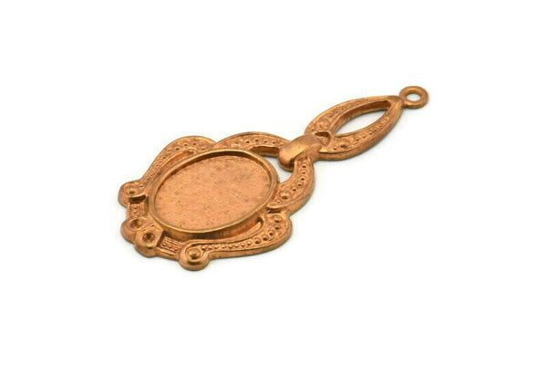 Vintage Brass Pendant, 1 Vintage Copper Plated Brass Pendant Base (42x20mm) L-14