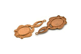 Vintage Brass Pendant, 1 Vintage Copper Plated Brass Pendant Base (42x20mm) L-14