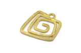 Brass Square Charm, 6 Raw Brass Hammered Square Charms With 1 Loop, Earrings, Pendants (23x22x1mm) V147