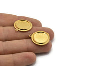 3 Vintage Raw Brass Pendant Setting With 16 Mm Cameo Base L-7