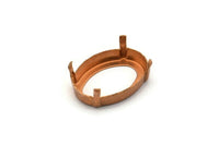 Vintage Copper Setting, 4 Vintage Raw Copper Oval Bezel Settings With 4 Prong (23x16mm) L-6
