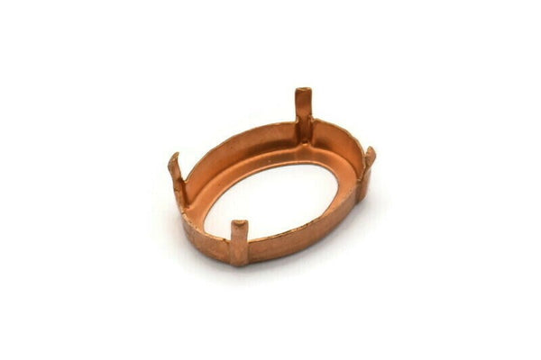 Vintage Copper Setting, 4 Vintage Raw Copper Oval Bezel Settings With 4 Prong (23x16mm) L-6