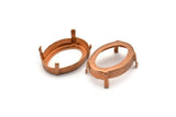 Vintage Copper Setting, 4 Vintage Raw Copper Oval Bezel Settings With 4 Prong (23x16mm) L-6