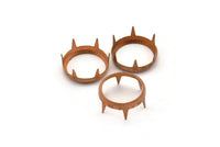Vintage Copper Prong, 4 Vintage Raw Copper Round Oval Prong Setting (16mm) L-6