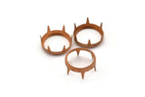 Vintage Copper Prong, 4 Vintage Raw Copper Round Oval Prong Setting (16mm) L-6