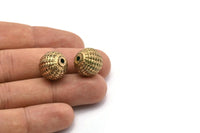 Matt Gold Bead, 4 Vintage Matt Gold Plastic Beads , Made in Germany (15mm) B-12