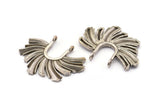 Silver Sun Pendant, 2 Antique Silver Plated Brass Textured Sunshine Charms With 2 Loops (30x23mm) N0813