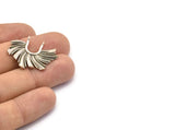 Silver Sun Pendant, 2 Antique Silver Plated Brass Textured Sunshine Charms With 2 Loops (30x23mm) N0813