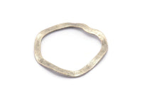 Gümüş Çember Charm, Deliksiz 12 Antik Gümüş Kaplamalı Pirinç Dalgalı Çember Charm, Küpeler, Bulgular (26x25x0.60mm) D0715 H0846