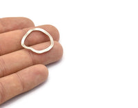 Gümüş Çember Charm, Deliksiz 12 Antik Gümüş Kaplamalı Pirinç Dalgalı Çember Charm, Küpeler, Bulgular (26x25x0.60mm) D0715 H0846