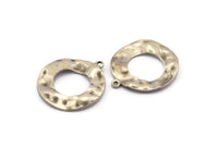 Silver Circle Charm, 6 Antique Silver Plated Brass Circle Charm Earrings With 1 Loop, Pendants, Findings (26x23x0.80mm) D0710