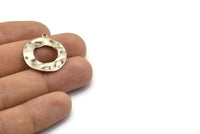 Silver Circle Charm, 6 Antique Silver Plated Brass Circle Charm Earrings With 1 Loop, Pendants, Findings (26x23x0.80mm) D0710