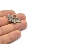 Silver Badge Charm, 2 Antique Silver Plated Brass Rosette Charm Pendants, Earrings, Findings (30x21mm) N0755
