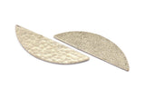 Silver Semi Circle 2 Hammered Antique Silver Plated Brass Half Moon Blanks (51x16x1mm) N0921