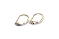 Plain Leverback Earring, 24 Antique Silver Plated Brass Plain Leverback Earring Findings (15x10mm) BS-1363 H0870