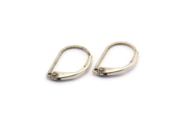 Plain Leverback Earring, 24 Antique Silver Plated Brass Plain Leverback Earring Findings (15x10mm) BS-1363 H0870