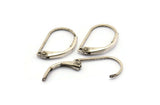 Plain Leverback Earring, 24 Antique Silver Plated Brass Plain Leverback Earring Findings (15x10mm) BS-1363 H0870
