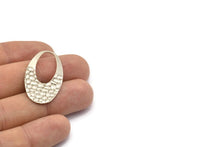 Silver Oval Charm, 8 Antique Silver Plated Brass Oval Pendants, Earrings, Findings (35x20x0.70mm) D1179
