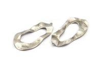 Silver Drop Charm, 6 Antique Silver Plated Brass Irregular Charms With 1 Loop, Earrings, Pendants, Findings (42x21x0.60mm) D1226