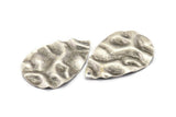 Silver Drop Charm, 2 Antique Silver Plated Brass Wavy Drop Charms With 1 Hole, Findings (44x29mm) D1011