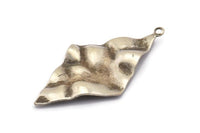 Silver Diamond Charm, 8 Antique Silver Plated Brass Diamond Charms With 1 loop, Earrings, Findings (39x19x0.60mm) D0726
