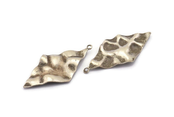 Silver Diamond Charm, 8 Antique Silver Plated Brass Diamond Charms With 1 loop, Earrings, Findings (39x19x0.60mm) D0726