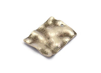 Silver Wavy Rectangle, 6 Antique Silver Plated Brass Wavy Rectangle Charms With 1 Hole, Earrings, findings (24x19x0.60mm) D869