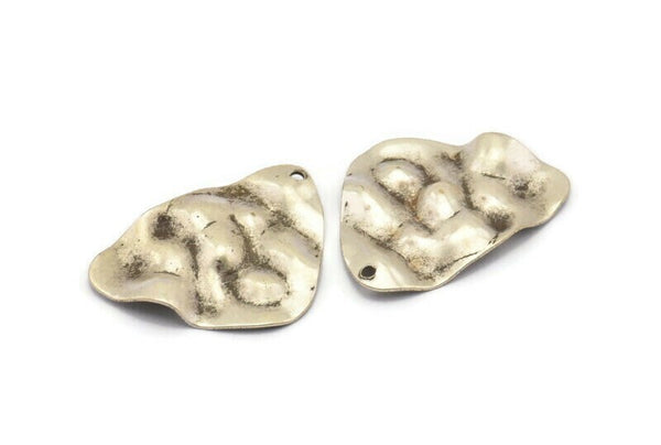 Silver Irregular Charm, 6 Antique Silver Plated Brass Irregular Shaped Charms With 1 Hole, Earrings, Findings (30x22x0.80mm) D0691