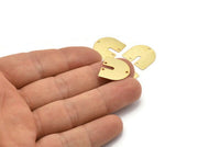 Gold Geometric Charm, 6 Gold Plated Brass Textured U Shaped Pendants With 3 Holes, Charms, Pendants, Findings (16x17x0.50mm) D0586