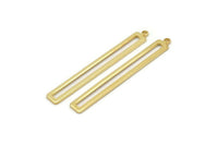 Gold Stick Charm, 2 Gold Plated Brass Stick Charms With 1 Loop, Findings, Earrings (53x6x1.2mm) D1159 Q0890