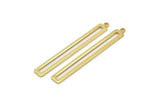 Gold Stick Charm, 2 Gold Plated Brass Stick Charms With 1 Loop, Findings, Earrings (53x6x1.2mm) D1159 Q0890