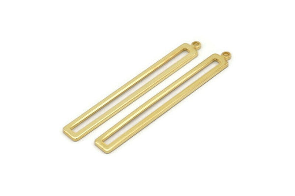 Gold Stick Charm, 2 Gold Plated Brass Stick Charms With 1 Loop, Findings, Earrings (53x6x1.2mm) D1159 Q0890