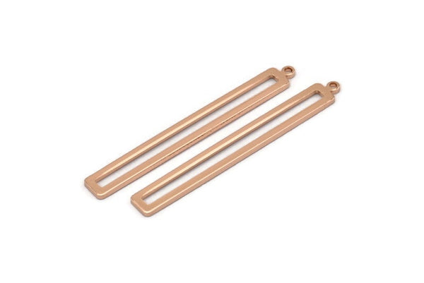 Rose Gold Stick Charm, 2 Rose Gold Plated Brass Stick Charms With 1 Loop, Findings, Earrings (53x6x1.2mm) D1159 Q0890