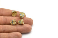 Brass Enamel Charm, 2 Brass Enamel Charms (10x12mm) L10 B-1