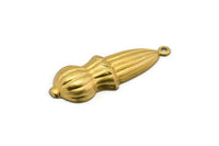 Vintage Cabochon Brass, 2 Vintage Brass Pendants, Charms (34x12mm) B-9