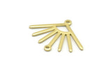 Brass Sun Charm, 12 Raw Brass Sun Charms With 2 Loops (24x19x0.80mm) M02444