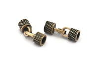 Leather Hook Caps, Oxidized Bronze Leather Cord Ends, Hook Ends for 6mm Leather Cord (17x14x9mm) N0021