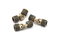 Leather Hook Caps, Oxidized Bronze Leather Cord Ends, Hook Ends for 6mm Leather Cord (17x14x9mm) N0021