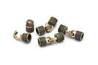 Leather Hook Caps, Oxidized Bronze Leather Cord Ends, Hook Ends for 6mm Leather Cord (17x14x9mm) N0021