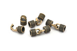 Leather Hook Caps, Oxidized Bronze Leather Cord Ends, Hook Ends for 6mm Leather Cord (17x14x9mm) N0021