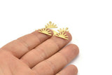 Brass Sun Charm, 24 Textured Raw Brass Sun Charms With 1 Loop (10x15x0.80mm) M02410