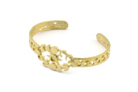 Brass Moon Cuff,  Raw Brass Moon Phases Cuff Stone Setting With 1 Pad -  Pad Size 4mm N1657