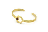 Brass Hexagon Cuff, Raw Brass Hexagon Cuff Stone Setting With 1 Pad -  Pad Size 6mm N1675