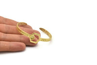 Brass Hexagon Cuff, Raw Brass Hexagon Cuff Stone Setting With 1 Pad -  Pad Size 6mm N1675